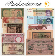 X10 Pcs, Mixed Banknote Lot, Iran, Hong Kong, Kenya And Others (taped,F,VF,XF,UNC) #679# - Collections & Lots