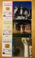 Romania: 3 Different Used Chip Phonecards (views From Both Sides) - Architecture. Lot #7. - Romania