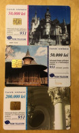 Romania: 3 Different Used Chip Phonecards (views From Both Sides) - Architecture. Lot #9. - Romania