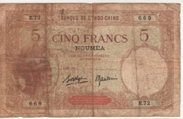 NEW  CALEDONIA   5  Francs  (  Helmeted Woman )  P36b  Signature Titles: "Président & Directeur Général" - Autres - Océanie