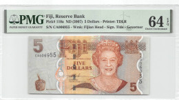 Fiji Islands 5 Dollars 2007 Unc Pn 110a PMG 64 EPQ - Fiji