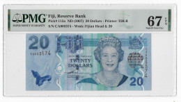 Fiji Islands 20 Dollars 2007 Unc Pn 112a PMG 67 EPQ - Fiji