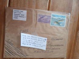 Cuba Registered Letter To Argentina.fish.older A102.plane.2246.fish,1729.rev.1391 Expoe7reg Letter Late Posting March 12 - Covers & Documents