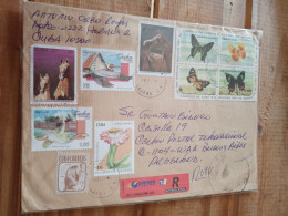 Cuba Registered Letter To Argentina.1997.bfly.turtle.pelican.horse+14 Conmem At Back.e7reg Letter Late Posting March 12 - Covers & Documents