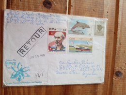 Cuba Registered Letter To Argentina.2003.stamp W/o Pmk.ho Chi Minh.dolphin.plane.def.e7reg Letter Late Posting March 12 - Lettres & Documents