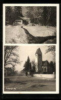 Foto-AK Gräfelfing, Strassenpartie Mit Kirche, Ortspartie Im Winter  - Gräfelfing