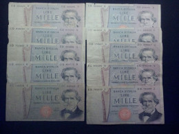 Italy 1000 Lire , Lot ,10 Pieces - Vrac - Billets