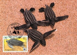Delcampe - ANGUILLA     WWF CARTE MAXIMUM NUM.YVERT  492  PROTECTION DE LA NATURE  TORTUE - Maximum Cards
