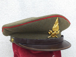 Berretto Visiera Vintage Kaki Vigili Del Fuoco Anni '60 Originale Ottimo - Firemen