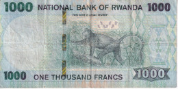 BILLETE DE RWANDA DE 1000 FRANCS DEL AÑO 2019 (BANKNOTE) MONO-MONKEY - Rwanda