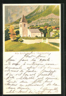 Lithographie Sils I. Domleschg, Alte Kirche In Der Herbstsonne  - Domleschg