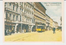 Delcampe - Latvia Lettonie - Riga - Theater Theatre Boulevard Tram Tramway Strassenbahn Car Auto Oldtimer Voiture - Lettland