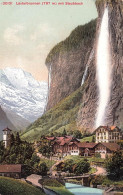 SUISSE - Lauterbrunnen 797m Mit Staubbach - Colorisé - Edit Photoglob Co - Cascade - Falaise - Carte Postale Ancienne - Lauterbrunnen