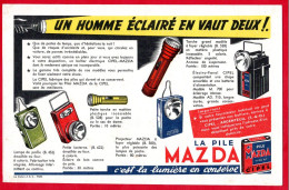Buvard Piles Mazda, Un Homme éclairé En Vaut Deux ! Torches, Lampes De Poche... - Batterie