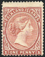FALKLAND ISLANDS/MALVINAS: Sc.7, With Variety: Very Notable Double-line LETTER Watermark, Minor Defect On Front, Mint No - Falkland Islands