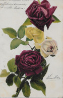CARTE  -FANTAISIE - FLORES - Bouquet De ROSES (Timbre - LOUSANNE  06-02-1904.) - Fiori