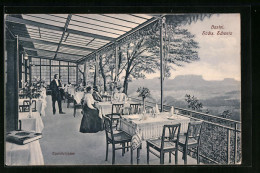 AK Bastei, Hotel Bastei, Terrasse  - Bastei (sächs. Schweiz)