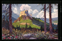 Künstler-AK Tarasp, Panorama Mit Burg  - Tarasp