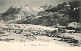 [-5%] SUISSE - Château DOex En Hiver - Jullien Frères Edit Phot - Vue Aérienne Générale - Carte Postale Ancienne - Château-d'Œx