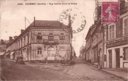 Delcampe - P-Pl-T-Br.-25-1021 : ECOMMOY. RUE SAINTE-ANNE ET POSTE. BANQUE COMPTOIR D'ESCOMPTE - Ecommoy