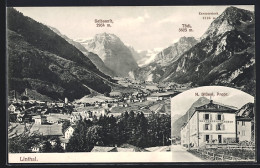 AK Linthal, Gasthaus Zum Klausen V. N. Stüssi, Totalansicht Gegen Selbsanft, Tödi Und Kaumerstock  - Linthal
