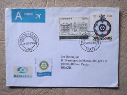 LUXEMBOURG, Enveloppe Sent By Avion To Brazil. FDC Of "100 Years Rotary International". Beautiful Variety Of Stamps... - Gebraucht