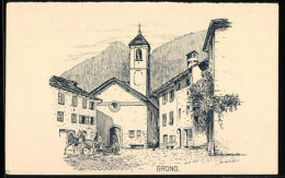 Künstler-AK Grono, Ortspartie Mit Kirche  - Grono