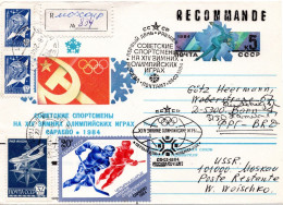 76224 - Russland / UdSSR - 1984 - 5K Winterolympiade '84 GASoU M ZusatzFrankatur Als R-Bf SoStpl MOSKVA -> BRD - Winter 1984: Sarajevo