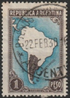 MiNr. 583 Argentinien / 1951, 21. Mai/1952. Freimarke: Landkarte; Mit Einzeichnung Der Argentinischen Zone Der Antarktis - Gebruikt