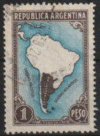 MiNr. 583 Argentinien / 1951, 21. Mai/1952. Freimarke: Landkarte; Mit Einzeichnung Der Argentinischen Zone Der Antarktis - Gebruikt
