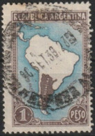 MiNr. 583 Argentinien / 1951, 21. Mai/1952. Freimarke: Landkarte; Mit Einzeichnung Der Argentinischen Zone Der Antarktis - Gebruikt