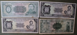PARAGUAY. LOT DE 4 BILLETS DE BANQUE DIFFERENTES. ANNEES 1960 / 1980 - Paraguay