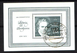DDR043 Germania DDR 1970 2 Centenario Della Nascita Di  Ludwig Van Beethoven  Foglietto Con Annullo - 1950-1970