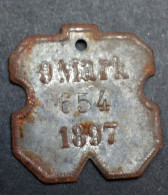 Jeton De Taxe De Chien De L'Empire D'Allemagne "9 Mark 1897" Dog Tax Token - Monetary / Of Necessity