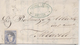 HELLIN A ALBACETE  MATRONA FECHADOR LLEGADA 1870 ENVUELTA DE LUTO - Briefe U. Dokumente