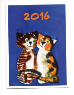 Delcampe - CALENDRIER AGENDA PETIT FORMAT  CALENDRIER 2016 Chat'moureux Reproduction  Aquarelle  Peintre J.Hribeek - Petit Format : 2001-...