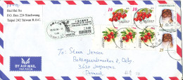 Taiwan Registered Air Mail Cover Sent To Denmark 5-2-1006 Topic Stamps FRUITS & CAT - Covers & Documents