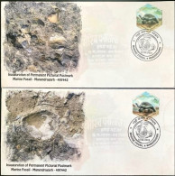 PPP Permanent Pictorial Pmk Set Of FDC ( Marine Fossils ) Fossil Spl Official Fromindia Prehistoric Era Ltd Issued - Fossils