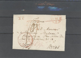 POLOGNE-1828-LAC EN PORT DÛ-VARSOVIE POUR PARIS -CàD ROUGE WARSAWA 15/4 +TAXE MANUSCRITE 13 - ...-1860 Vorphilatelie