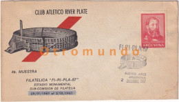 BUENOS AIRES ARGENTINA ENVELOPE SOBRE SOCCER STADIUM ESTADIO DE FUTBOL CLUB ATLETICO RIVER PLATE MUESTRA FILATELICA 1967 - Gebruikt