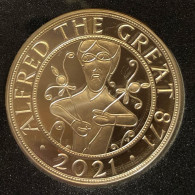 Gran Bretagna Great Britain ELISABETTA IIà 5 POUNDS 2021 SILVER PROOF ALFRED THE GREAT No Official Box - Mint Sets & Proof Sets