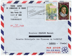 Delcampe - MADAGASCAR -  Affr. Sur Lettre Pour Le Sahara - En Tête Paierie Auprès De L'Ambassade De France - Madagascar (1960-...)