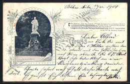 AK Berlin, Lessing-Denkmal, Werbung Langescheidtsche Universal-Buchhandlung  - Libraries