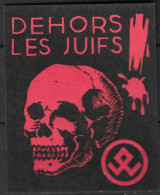 NAZI WW2 BELGIUM Anti-Semitic BUND Volksverwering VIGNETTE Dehors Les Juifs  Jews Out FLEMISH DUTCH Totenkopf - Militaria