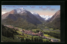 AK Pontresina, Teilansicht Mit Bergen, Piz Chalchagn, Piz Tschierva  - Tschierv