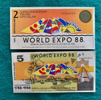 2 Banknotes World Expo 88 Brisbane - Australia - Collections, Lots & Series