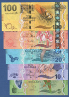 FIJI - P.115s 116 117 118 119 - Set 5pcs - 5 10 20 50 100 Dollars ND (2012) UNC, S/n: See Photos - Fiji