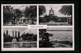 AK Bad Saarow, Bahnhofsplatz, Badeanstalt U. Seesteg Am Scharmützelsee  - Bad Saarow