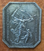 Plaque Métal Argenté Antwerpen Vooruit F. Siberdt J Baetes - Other & Unclassified