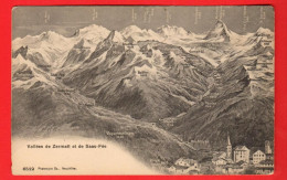 MKP-13  Visp Panorama Stalden Visperterminen St.-Niklaus Randa Taesch Eiseten Zermatter-Tal Saas-Fee-Tal Phototypie 6512 - Viège
